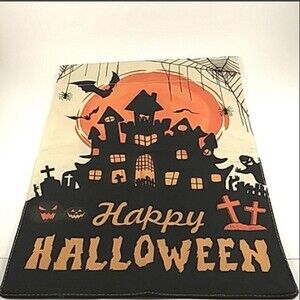 Halloween Garden Flag Castle Bat Party Decoration 12" X 18"  Woven Sturdy